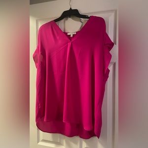 Hot pink short-sleeve blouse